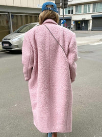 French Style Woolen Thick Lapel Coat Mid-length Coat