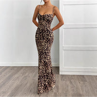 Fashionable, Chic, Elegant, Slim-Fit Leopard-Print Sleeveless Dress For Women