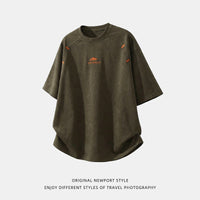 Structured Spliced Textured Short-Sleeve T-Shirt For Men
