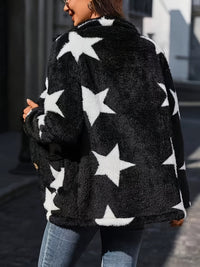 Women's Printed Double-sided Plush Casual Button Plush Coat