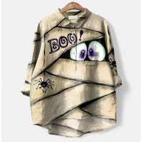 Women's 3D-patterned Long-sleeve Button-up Top