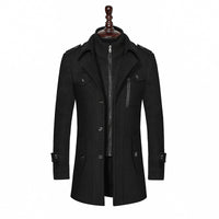 Fashion Double Collar Standard Wool Coat Men's Jacket