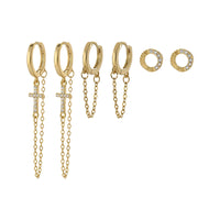 One Card Three Pairs Set Earrings Female Ear-caring Cross Ear Rings