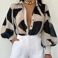 Abstract Pattern Printed Directional Shirt Long Sleeved