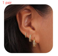 Real Gold Brass Plating Inlaid Zircon Full Diamond Circle Elegant Lady Advanced Earring Set