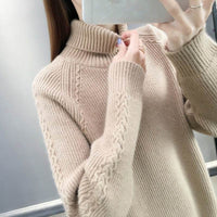 Hemp Pattern High Neck Thickened Keep Warm Inner Match Sweater Knitted Bottoming Shirt Long Sleeve