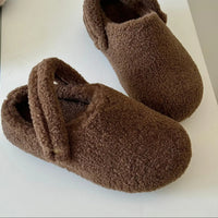 Closed Toe Half Slippers For Women Fleece-lined Thickened Two-way Wear Fluffy Shoes