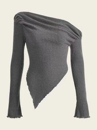 Printed Sexy Lace Thick Long Sleeved T-shirt Knitted Sweater