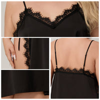 Plus-size Satin Chiffon Camisole Pajamas For Women Sexy Lace Nightgown With V-neck Summer Loungewear