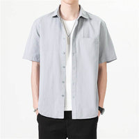 Cotton Short-sleeved Casual Solid Color Shirt Coat