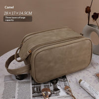 Large-capacity Cosmetic Bag With Dual Zippers