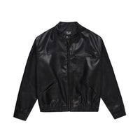 INS American Style Motorcycle Clothing Loose Casual Stand Collar PU Leather Jacket