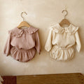 Ins Infant Champray Thin Cotton Lace Collar Top Shorts Suit