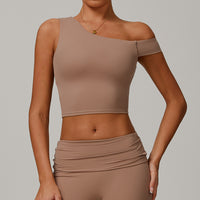 Yoga Vest Women's Irregular Shoulder Sports Workout Underwear