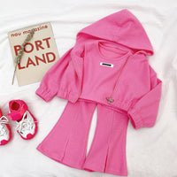 Girls' Sports Children's Western Style Net Red Split Flared Pants Hooded Jacket Autumn