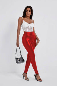 European And American Style Women Fashion Tight-fitting Cinched Hip Bag Leather Pants
