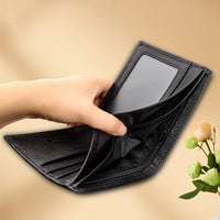 Black Men's Genuine Leather Wallet Cowhide Short Bifold