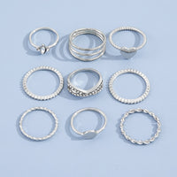 Retro Simple Diamond Geometric Love Joint Ring Personalized Fashion Nine-piece Set