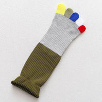 Japanese Toe Socks Female All Cotton Mid-calf Length Socks Autumn And Winter Color Finger Color Matching Bunching Socks