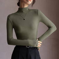 Women's Fashion Semi-Turtle Neck Long Sleeve T-Shirt