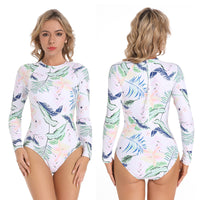 European And American Sports Long Sleeved Back Zipper Swimsuit