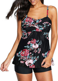 Conservative Printed Split Boxer Swimsuit