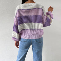 Autumn And Winter Long Sleeve Pullover Contrast Color Casual