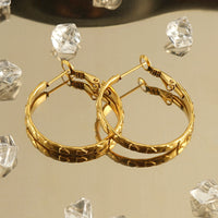 Round Embossed Heart Stainless Steel Earrings