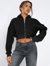 Long Sleeve Fleece Zipper Cardigan Hoodie Casual Jacket