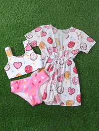 Girl's Swimsuit Donut Cute Split Three-piece Set