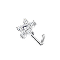 Peach Heart Butterfly With Zircon Stainless Steel Piercing Nose Ring