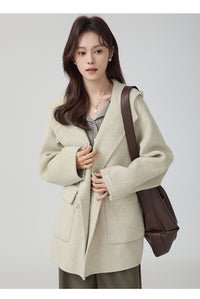 High-grade Short Hooded Woolen Coat