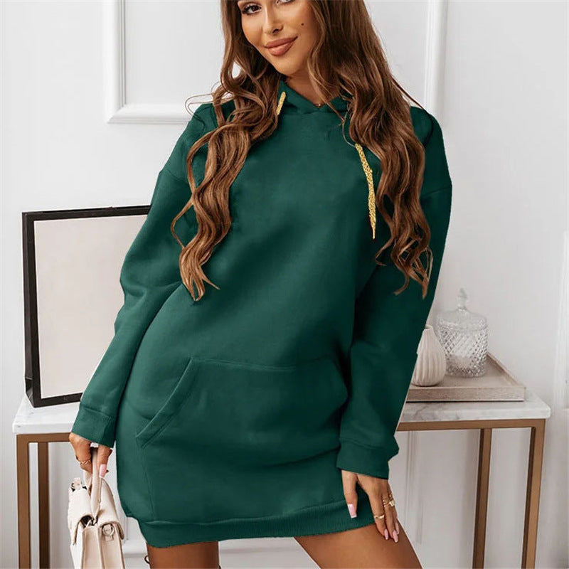 Autumn And Winter New Women's Solid Color Casual Sports Hoodie Sweater