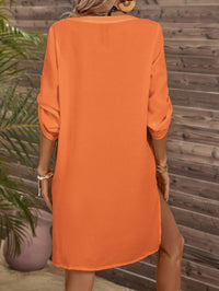 Sleeve Pocket Patched Cover Up Dress,Summer Beac