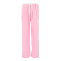 Color Contrast Drawstring Wide Leg Leisure