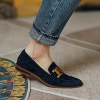Flat Bottom Metal Fastener Shallow Mouth Pumps Women