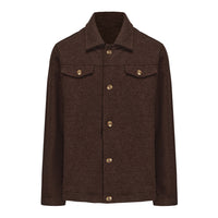 Mens Trendy Wool Coat With A Single-breasted, Solid-color Design