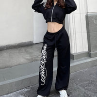 Printed Pattern Stretchy High-Street Dark Gothic Long Pants