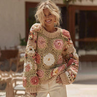 Floral Digital-Print Crewneck Sweatshirt