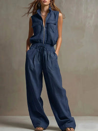 Womens AutumnSummer Casual Loose Sweatshirt And Straight Leg Pants Set