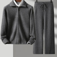 Pure Wool Sweater Men's Lapel Full Zipper