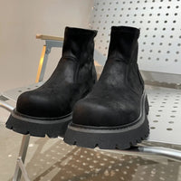 Genuine Leather Shoes Men's Retro Distressed Suede Chelsea Boots