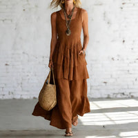 Cotton-linen Loose-fit Maxi Dress With A Sleeveless Design