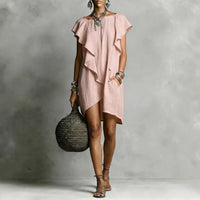 Women's Casual Short-Sleeve Solid Color Dress