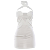 Womens Fashionable Slim-Fit Sexy Halterneck Hollow-Out Dress