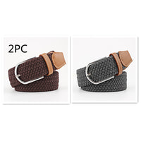 Women's Canvas Belt Student Pants Casual Stretch Braided Needle Buckle