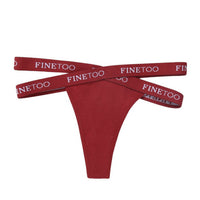 Women's Thong Sexy Cross Letter Belt Panties High Slit Threaded Cotton Briefs