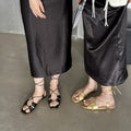 Fashion Cross Lace-up Flat Sandals Soft Bottom