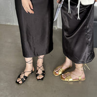 Fashion Cross Lace-up Flat Sandals Soft Bottom