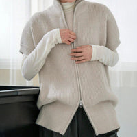 Knitted Cardigan Jacket With Short Sleeves And Ribbed Detailing Springsummer Style